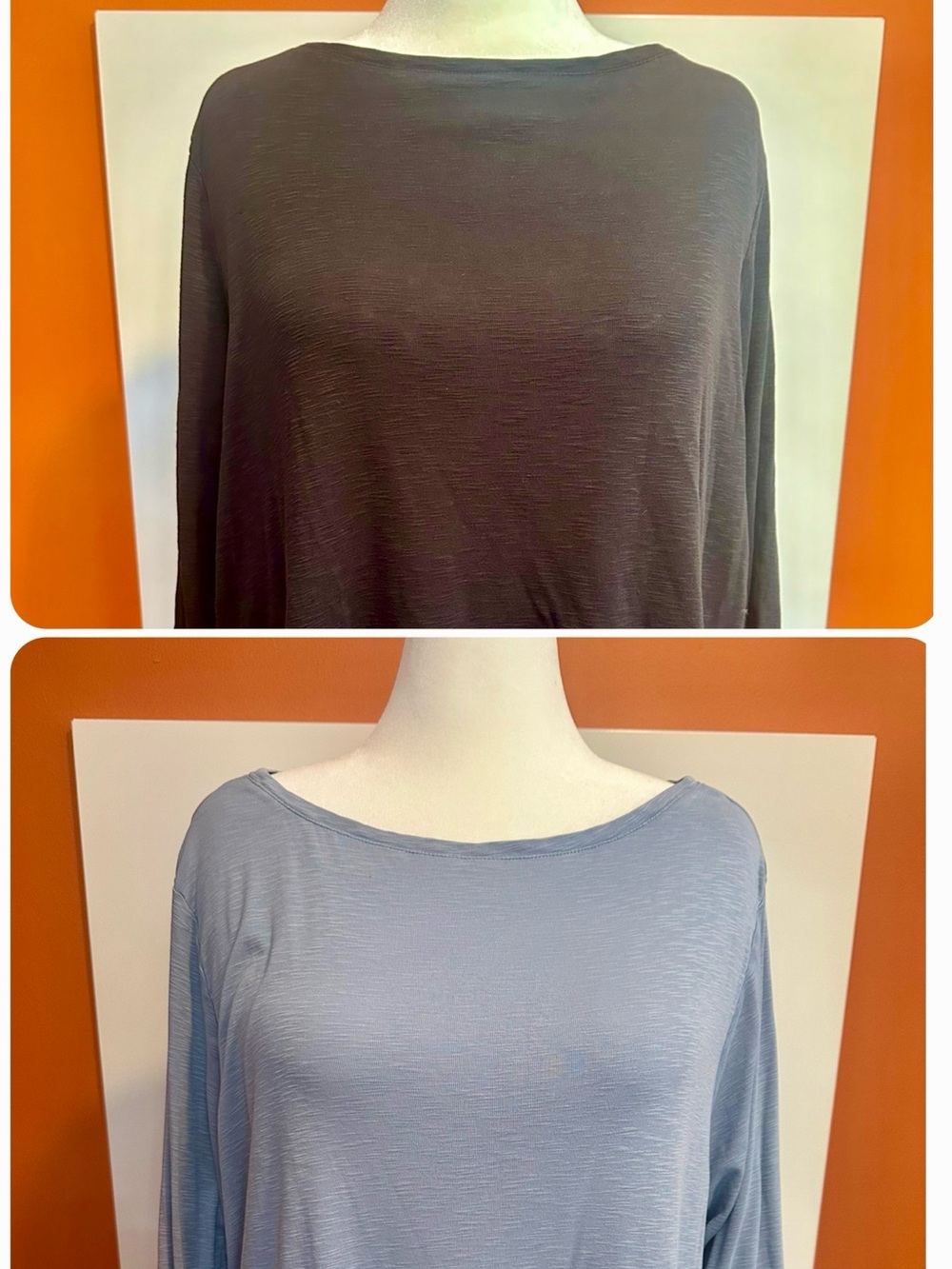 J. Jill Pima Cotton Button-Back Tee Bundle (2) - Black & Light Blue - Size 2X